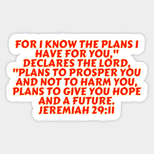 Bible Verse Jeremiah 29:11 Sticker